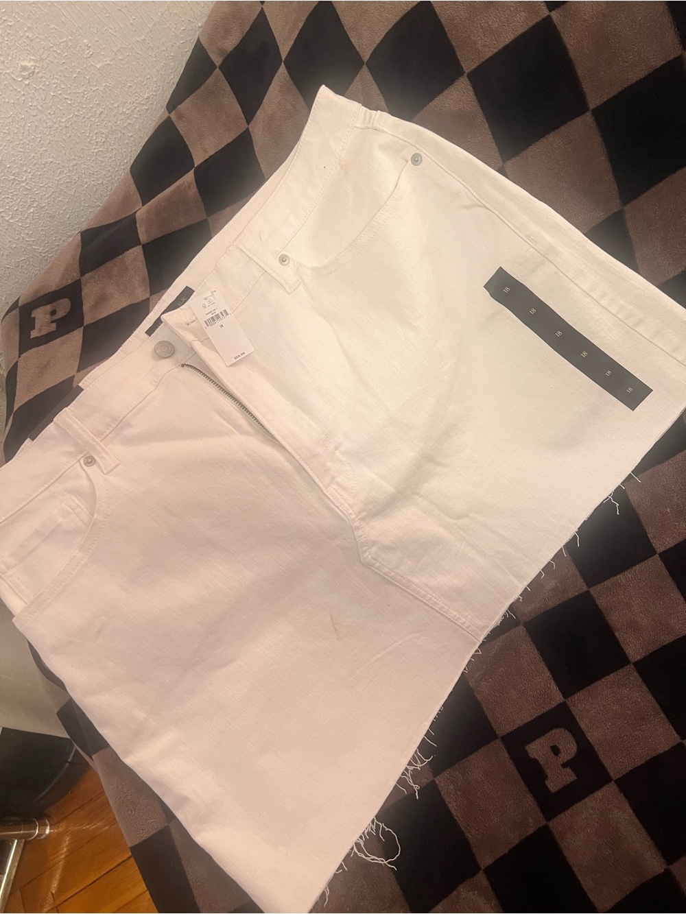Banana Republic White Denim Mini Skirt with Raw Hem
